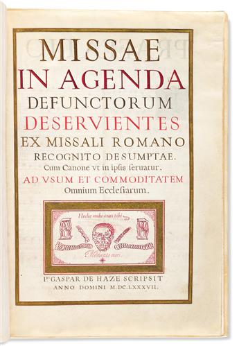 Manuscript on Parchment, Requiem Mass. Missae in Agenda Defunctorum Deservientes ex Missali Romano.